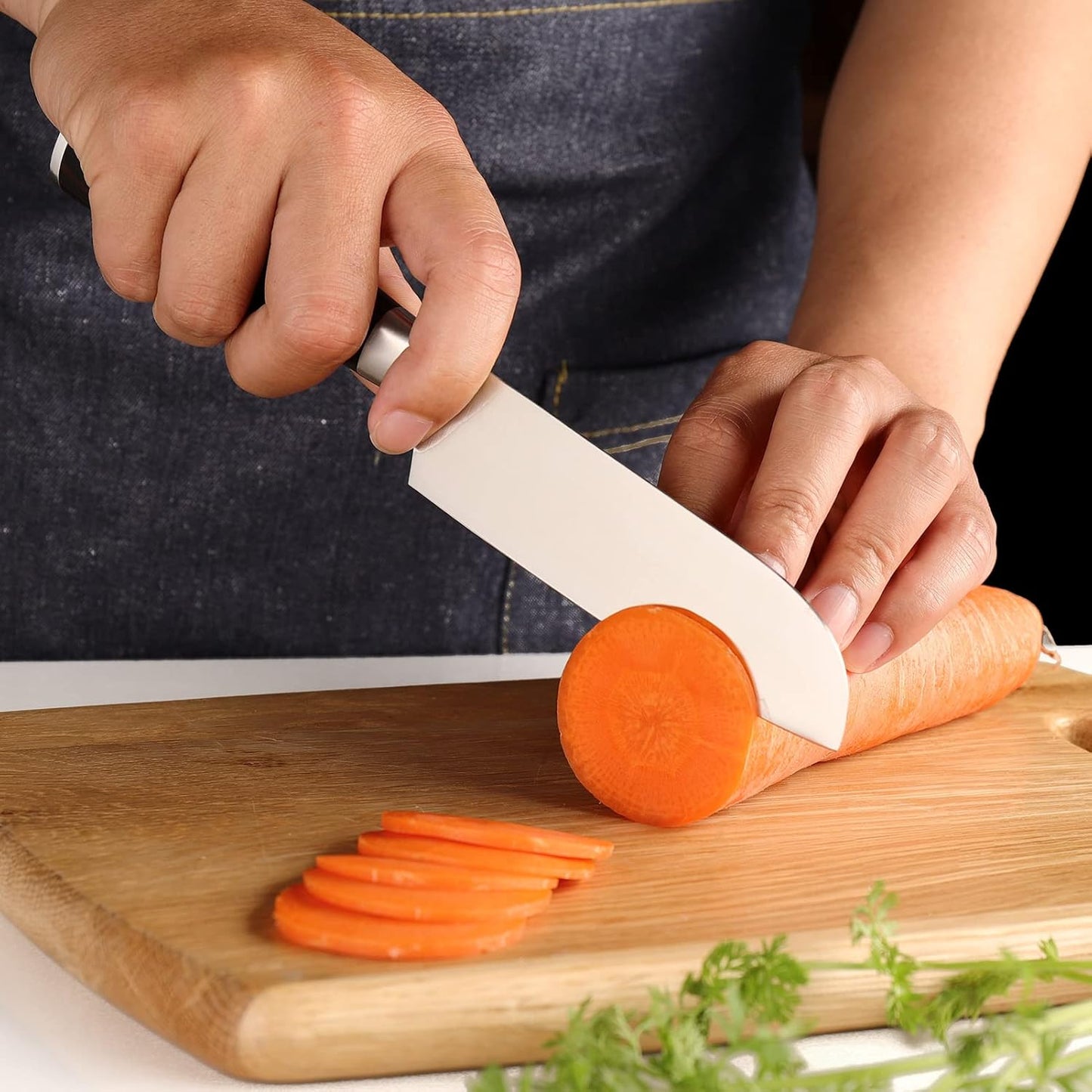 KEEMAKE Santoku Knife Set of 2pcs, Japanese Chef Knife Sets with German High Carbon Stainless Steel 1.4116 Kitchen Knives, Pakkawood Handle Knife for Kitchen