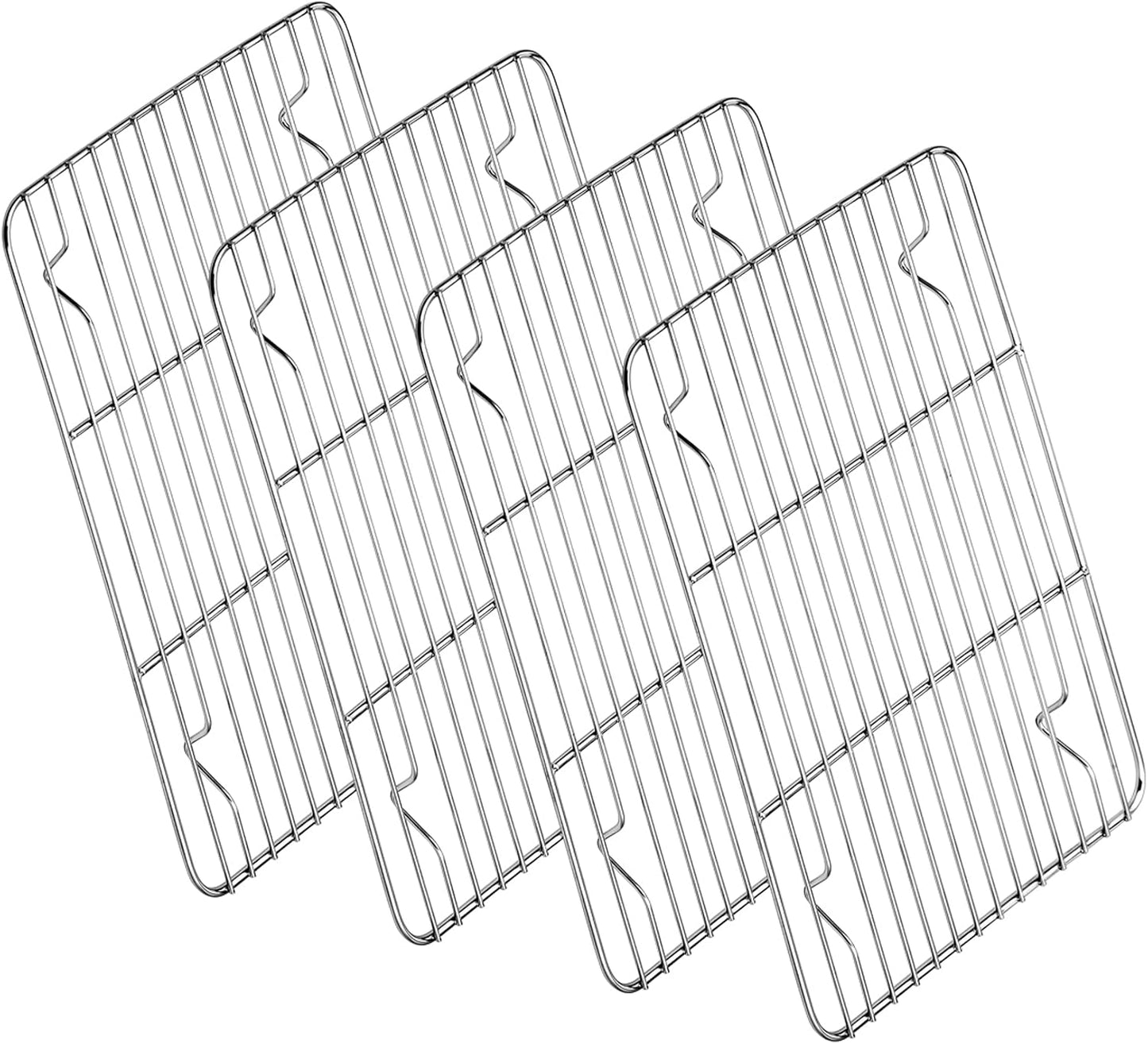 P&P CHEF Baking Cooling Rack Set for Cooking Roasting, 4-Piece Stainless Steel Wire Racks for Oven Use, Healthy & Dishwasher Safe, Rectangle, 11.6 Inch