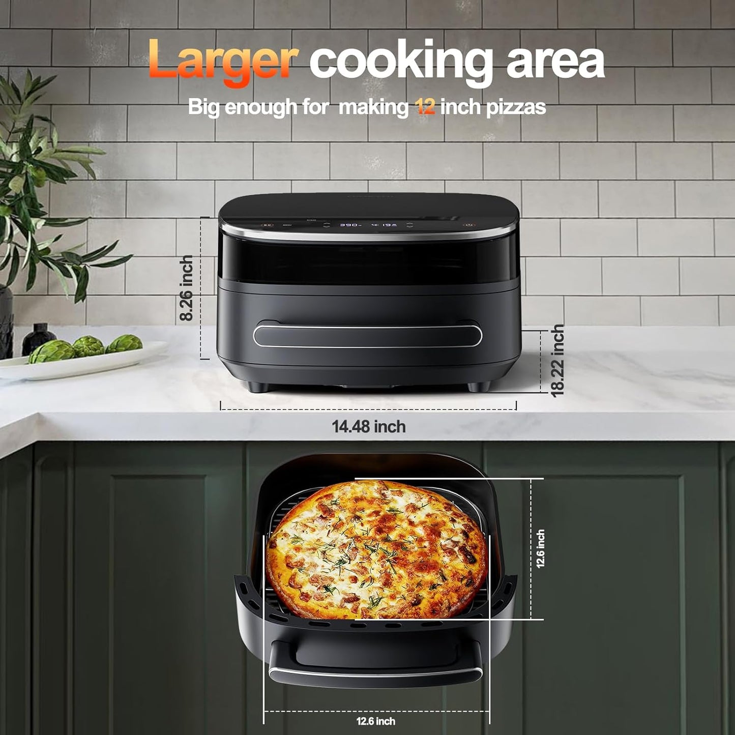 Large Air Fryer,11-IN-1 Airfryer,Super Fast Cooking Speed with Dual Heat Source, Non Toxic Air Fryers Stainless Steel, Max Crisp Technology with 450F, 6QT Up to 33 Chicken Wings Capacity