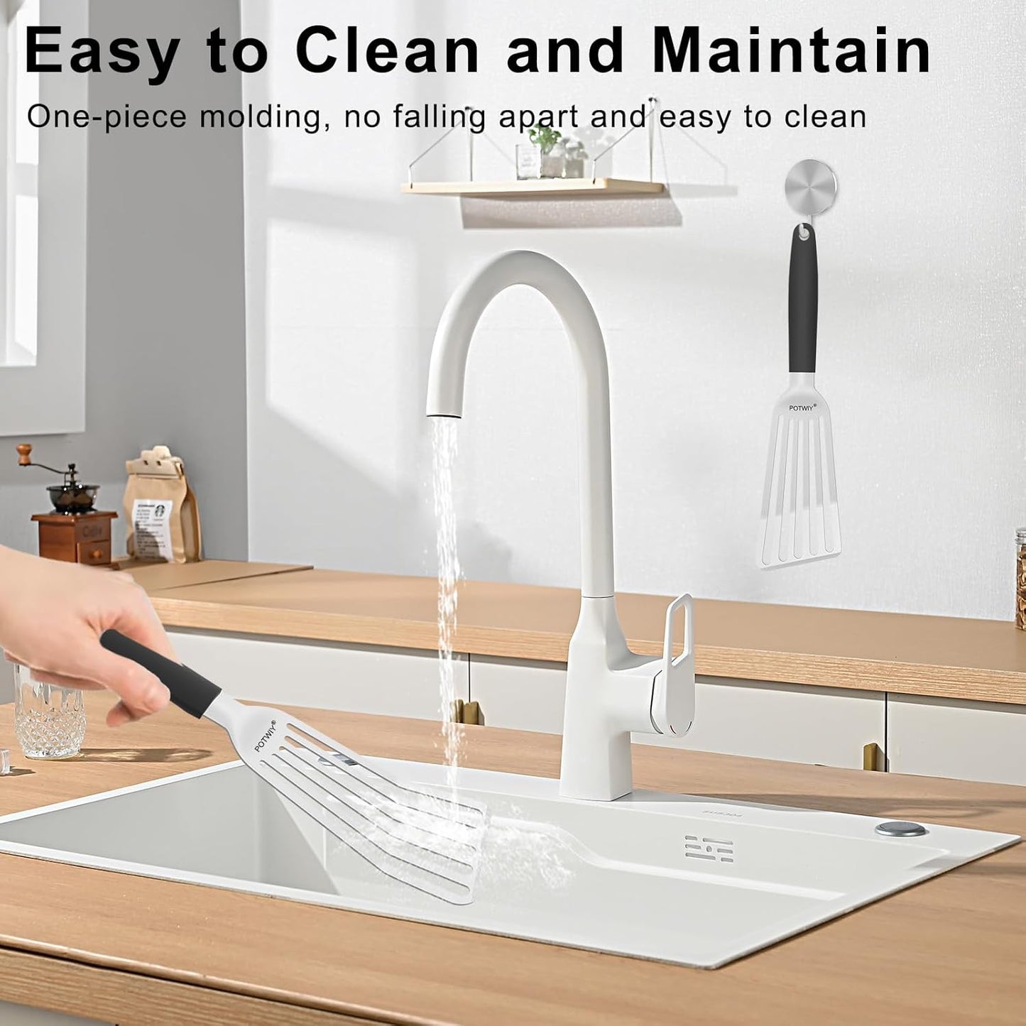 Fish Spatula Stainless Steel, Slotted Turner with Silicone Handle and Curved Blade, Metal Spatula for Cast Iron Skillet, Kitchen Cooking Flipper for Fish, Egg and Burger, 11.7 Inch