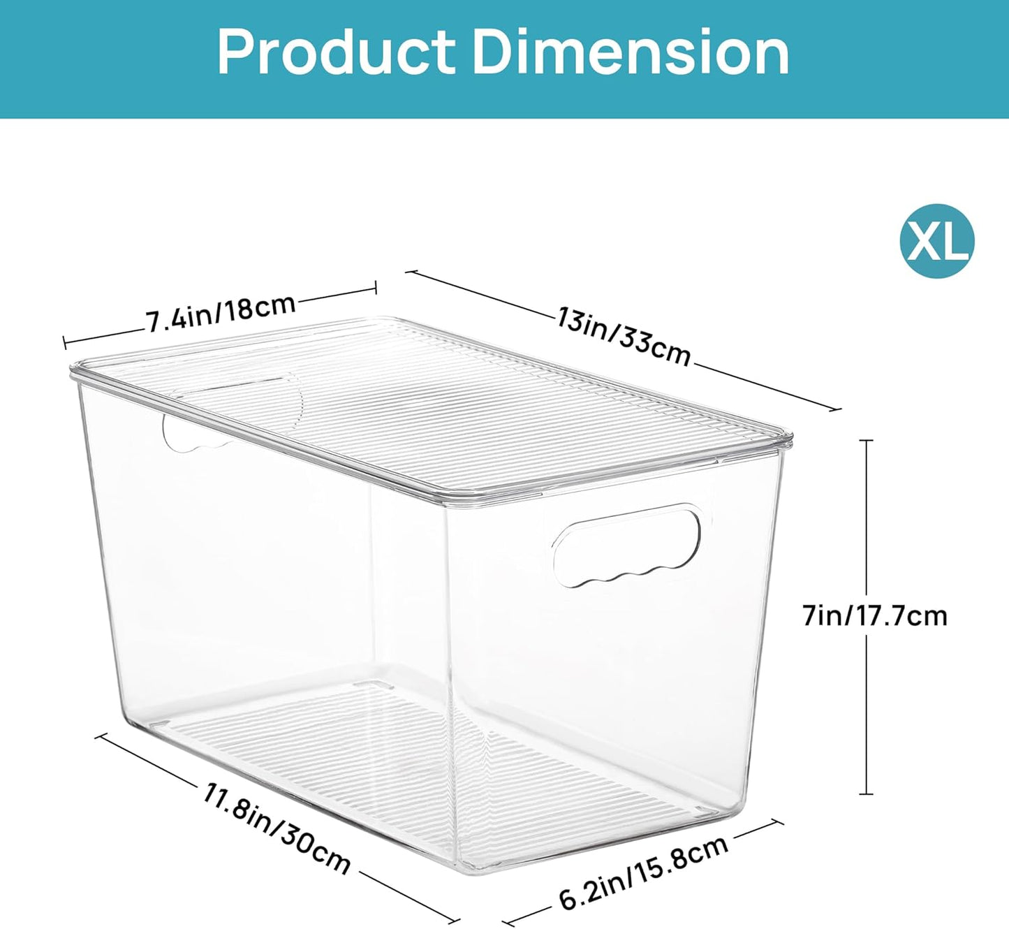 Vtopmart 8 Pack Clear Stackable Storage Bins with Lids,XLarge Plastic Containers with Handle for Pantry Organizer and Storage,Perfect for Kitchen,Fridge,Cabinet, Closet,Bathroom Organization