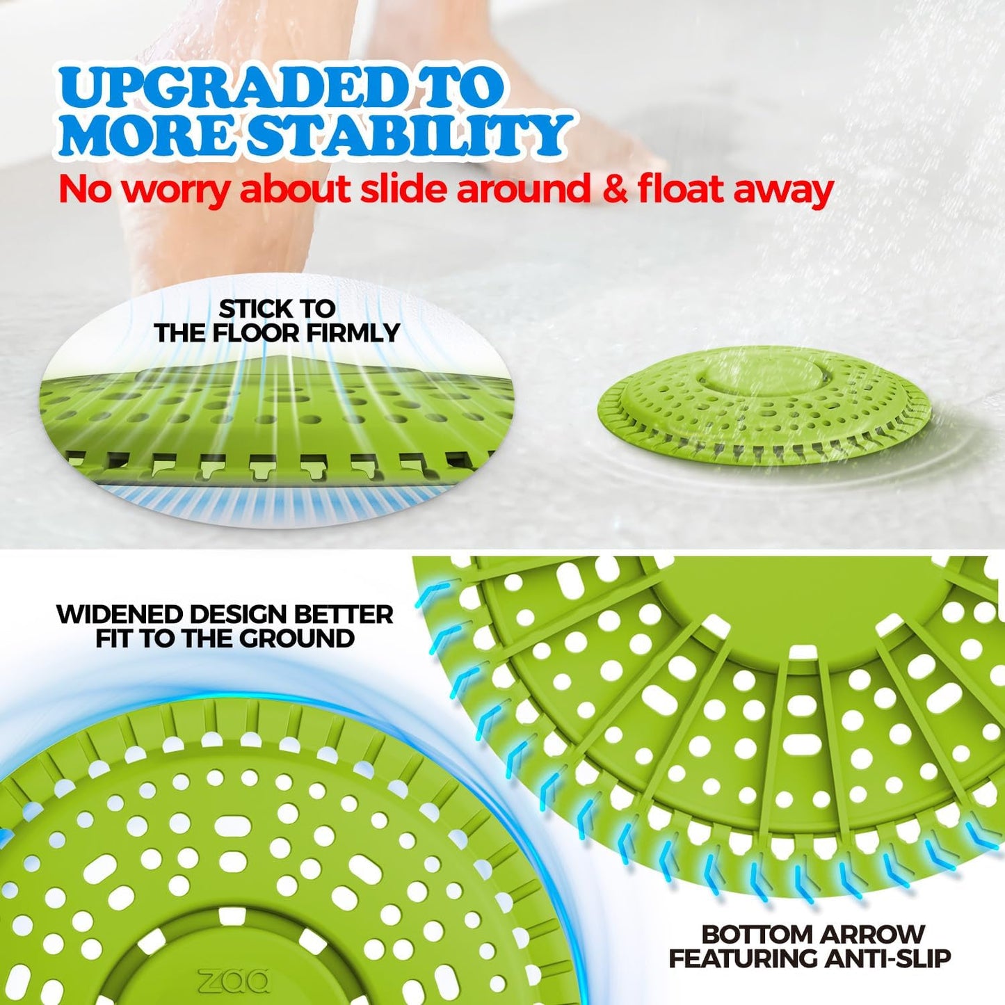 zaa Shower Drain Hair Catcher, 2 Pack Premium Silicone Drain Protector & Shower Drain Cover for Regular Drains of Shower Room and Bathroom, Avocado