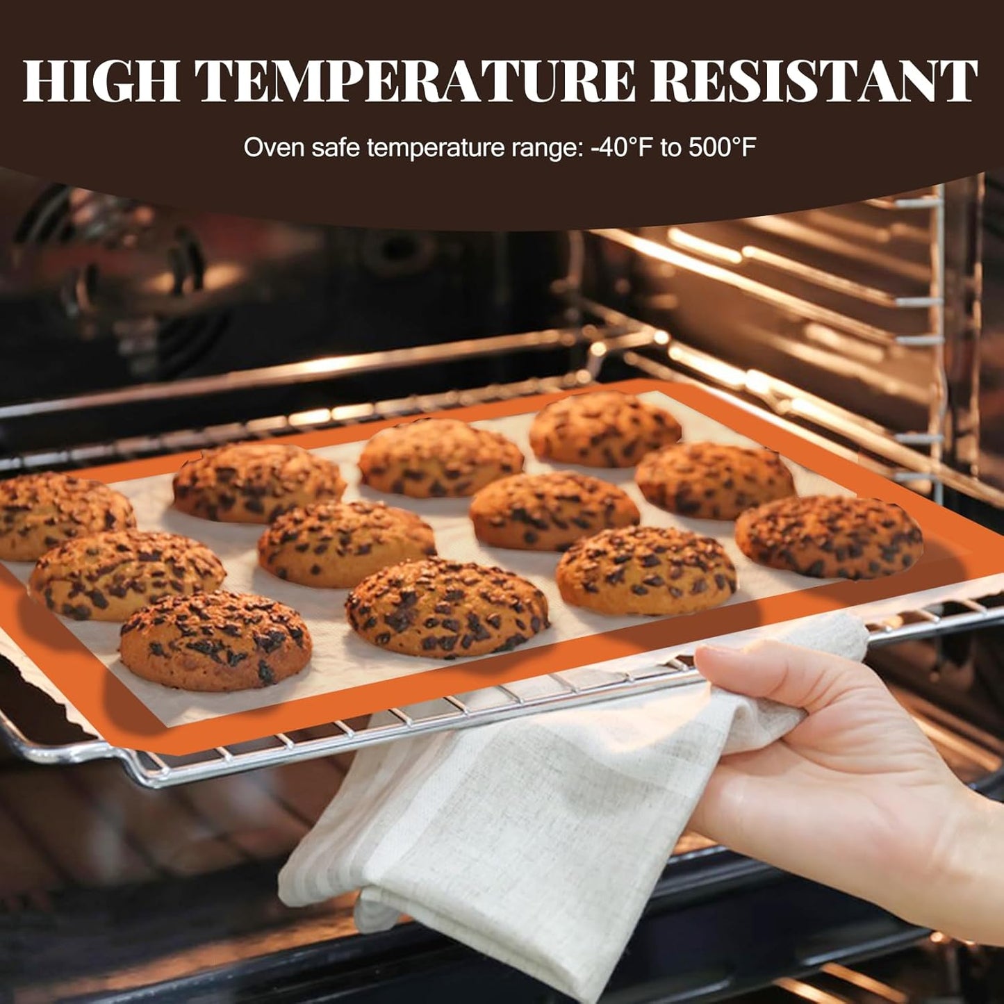 Silicone Baking Mat Set, Reusable Baking Mat, Non-Stick, Food Safe Silicone Mats for Baking, Oven Baking Sheet for Making Cookies, Macaroons, Bread