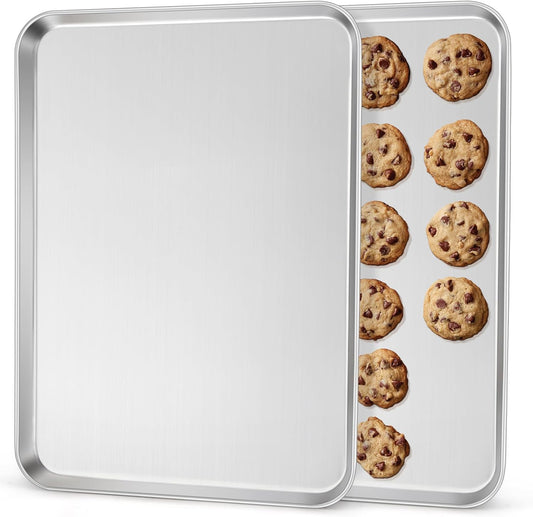 2Pack Large Cookies Sheets for Baking, Leonyo 20IN x 14IN Stainless Steel Baking Sheets, 1.2IN Deep Metal Toaster Oven Pan Tray for Oven, Dishwasher Safe