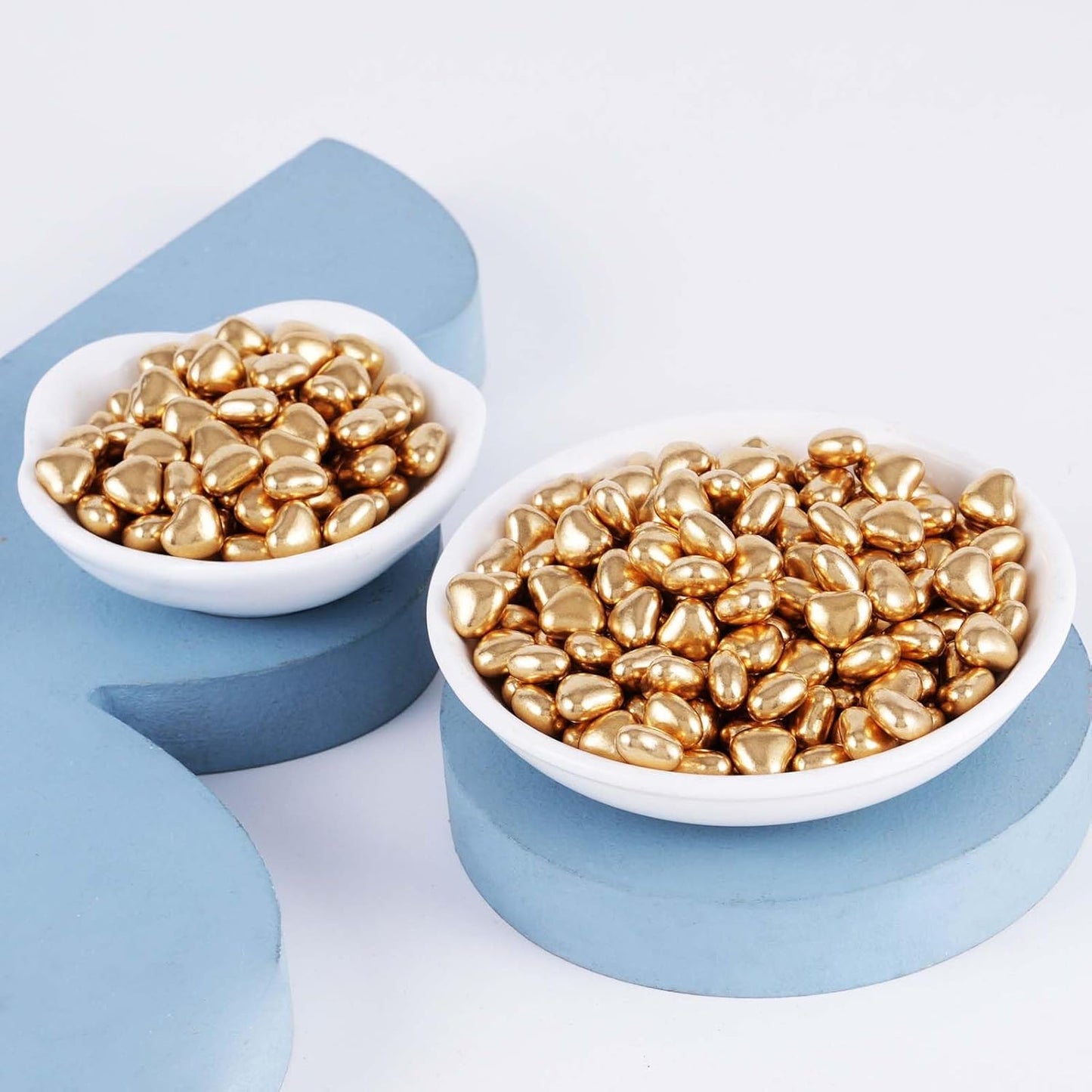 Kasvan Gold Heart Shapes Sprinkles - Edible Candy Pearls 100g/3.58 Oz, Mix Size, Baking Cake Decorations, Ice Cream Toppings and Cookie Decorating, Wedding Party Chirstmas Supplies (Gold)