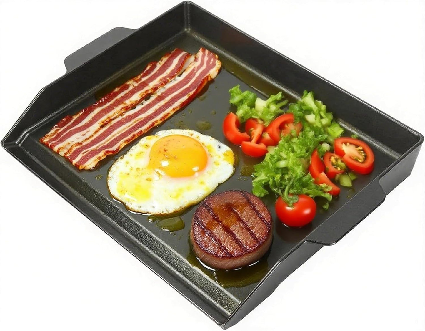 Universal Cast Iron Cooking Griddle Insert,Pre-Seasoned Nonstick Coating Griddle Pan for Gas Grill,BBQ Flat Top Grill Plate with High Sidewalls for All Grills and 4 Burner Range Oven,18.5"x14"