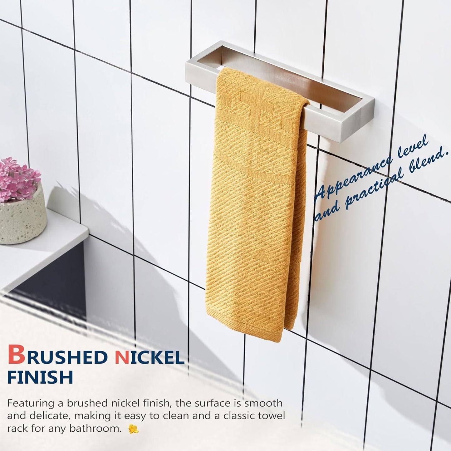 KOKOSIRI Towel Ring Brushed Nickel Hand Towel Hanger Holder 9-Inch Kitchen Rack Stainless Steel for Bathroom Hardware Wall Mount, 1 Pack B4008BR-L9