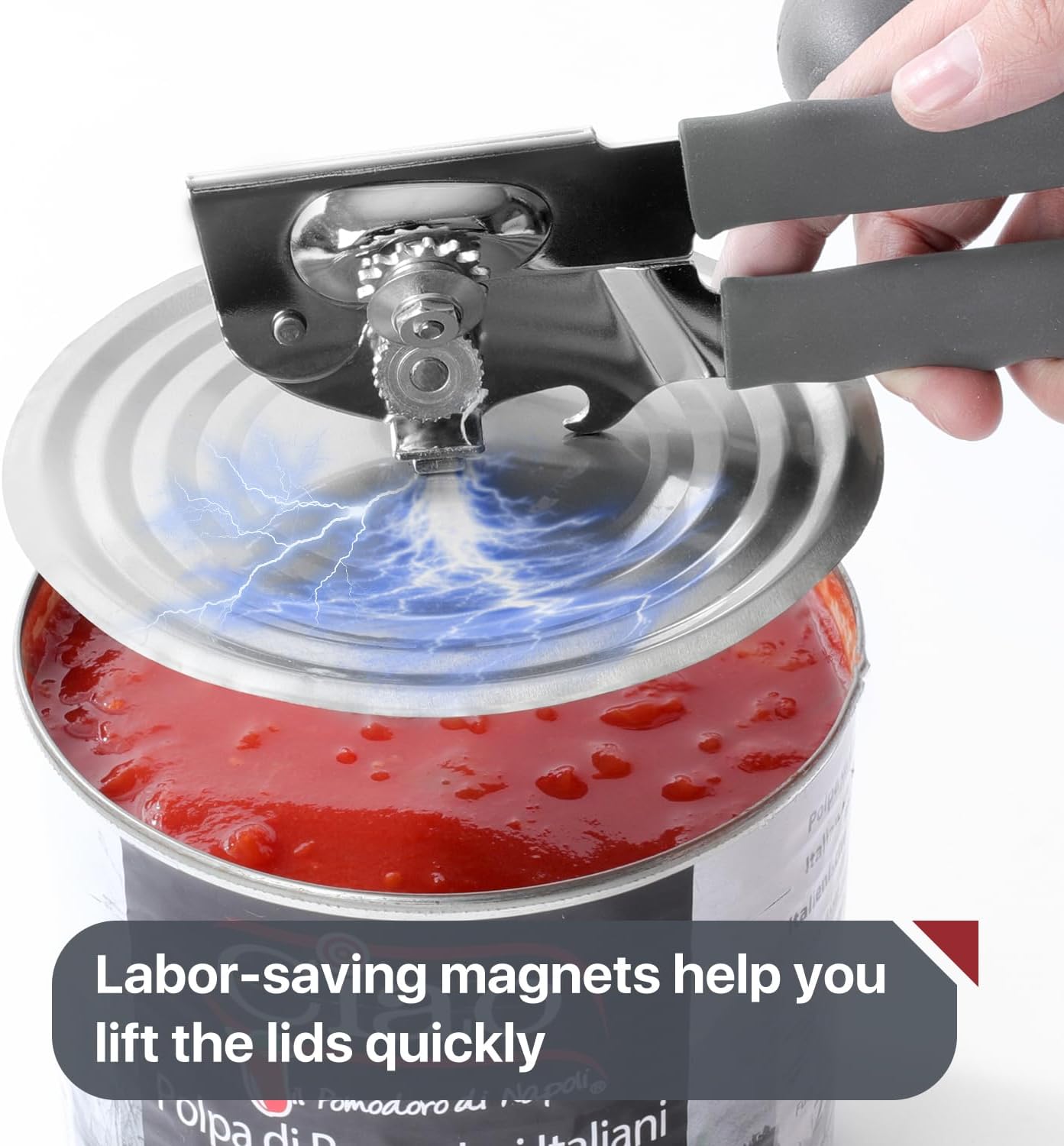 Commercial Can Opener, UHIYEE Hand Crank Can Opener Manual Heavy Duty with Comfortable Extra-long Handles, Oversized Knob, Large Handheld Can Open Easy for Big Cans, Gray