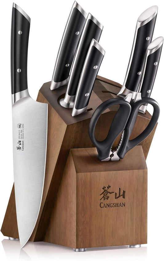 Cangshan HELENA Series German Steel Forged Knife Block Set (8-Piece, Black)