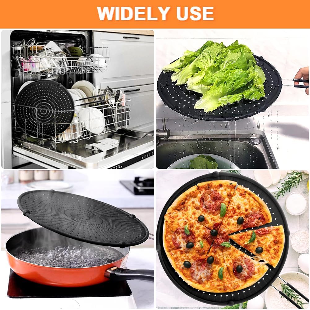 Splatter Screen for Frying Pan, Grease Splatter Guard, Heat-Resistant Splatter Guards for Frying, Silicone Splatter Guard for Everyday Cooking, Dishwasher Safe （16in×12in×0.5in）