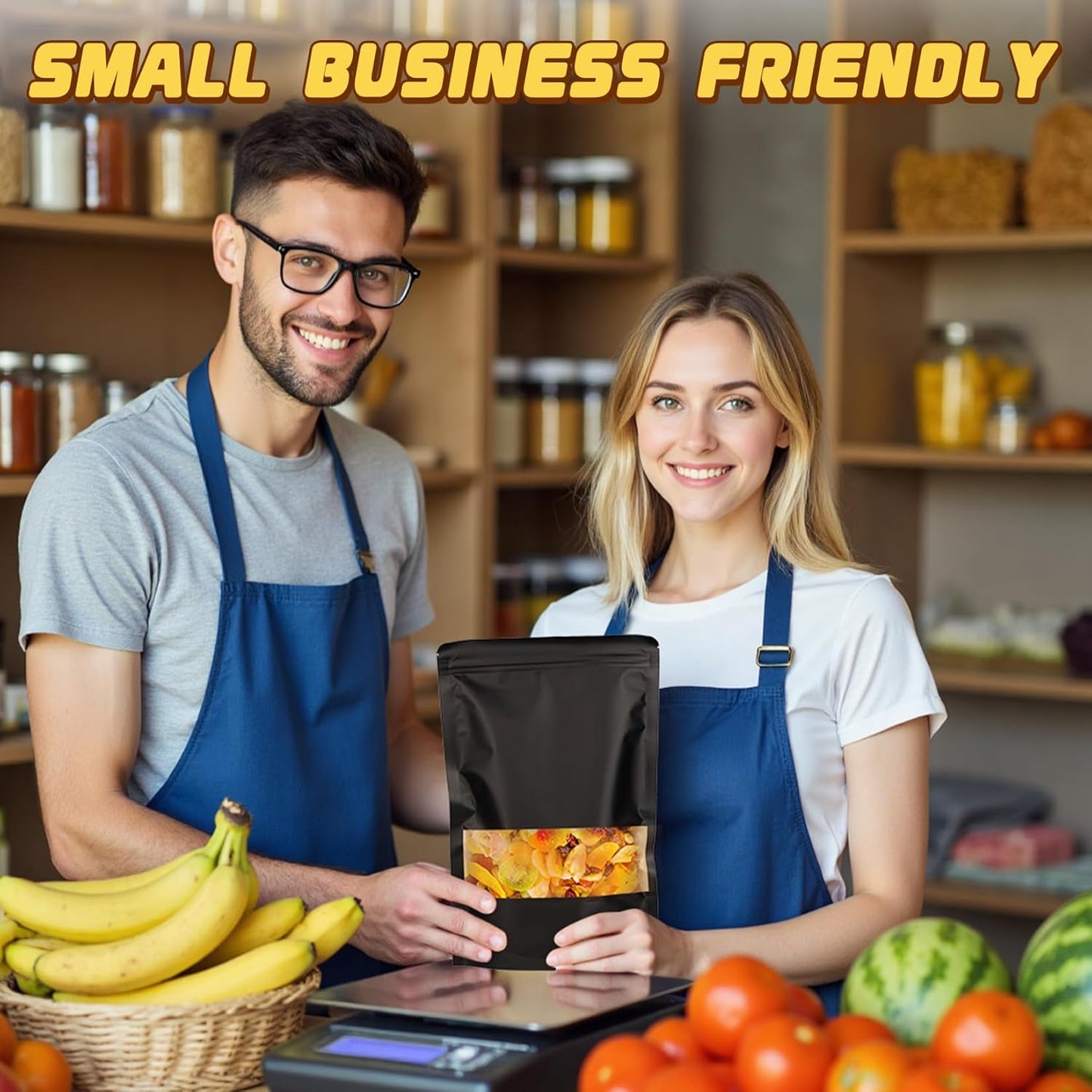 Jetmore-50pcs-Smell-Proof-Bag, Resealable Zip Lock Bags Various Sizes, Reusable Snack Bags, Stand Up Packing Bags with Window, Small Brown Paper Pouches for Candy, Nuts, Spice, Sample, Product