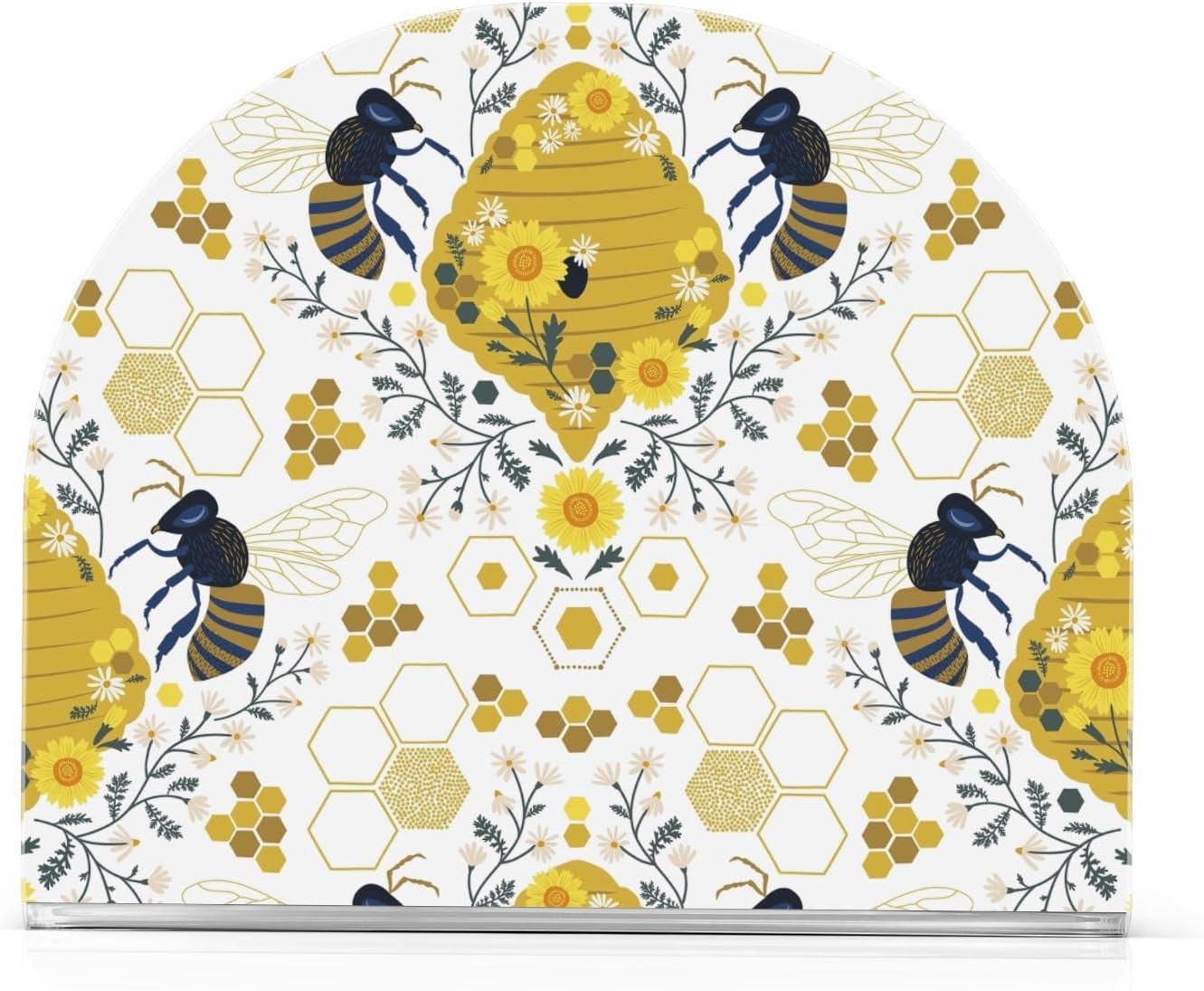 Bee Hive Honeycomb Daisy Flower Napkin Holder for Table Paper Napkins Holder Acrylic Tissue Dispenser Kitchen Dining Room Bathroom Party Car Decor
