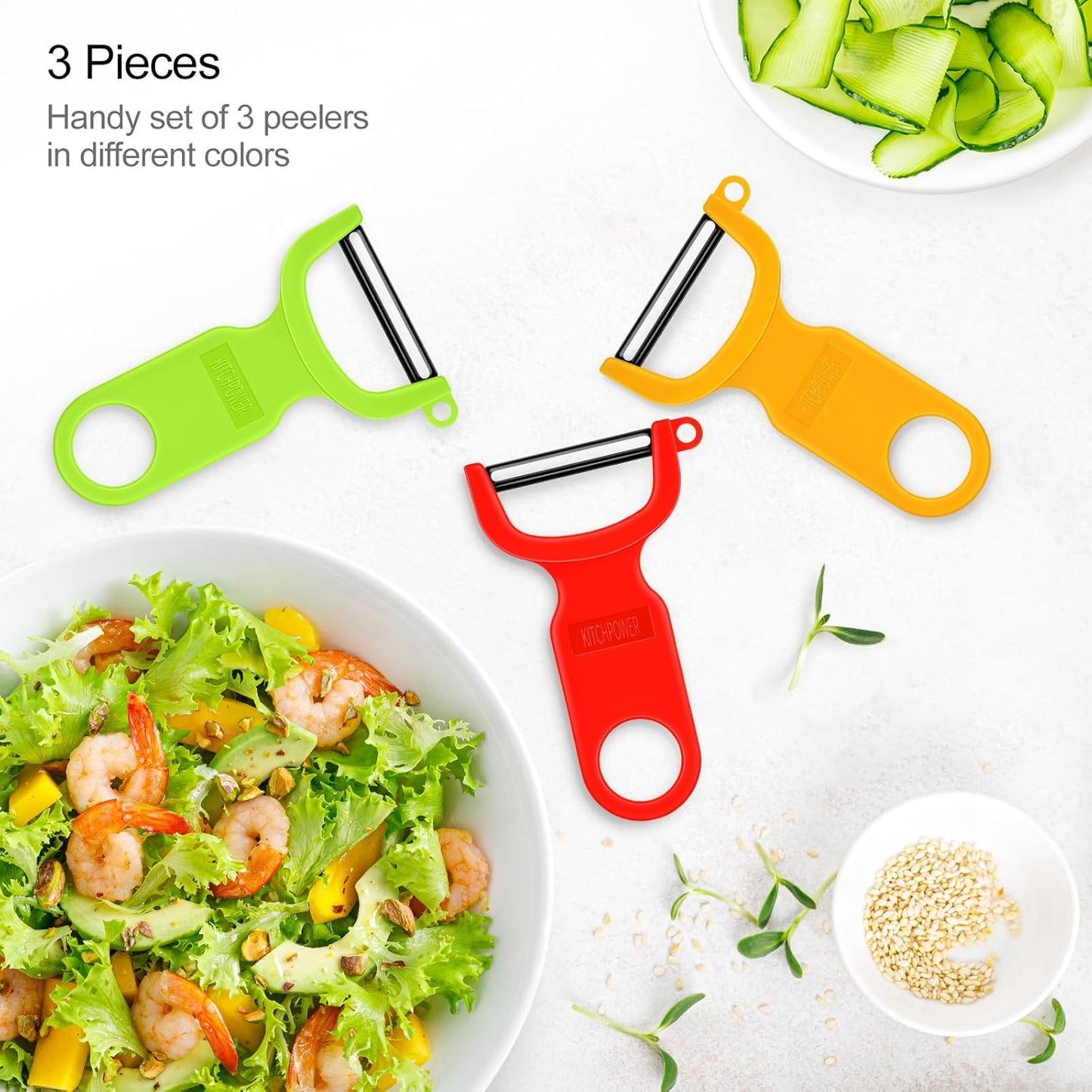 Original Vegetable Fruit Peeler Carbon Steel Blade 3 Pack Red/Green/Yellow…