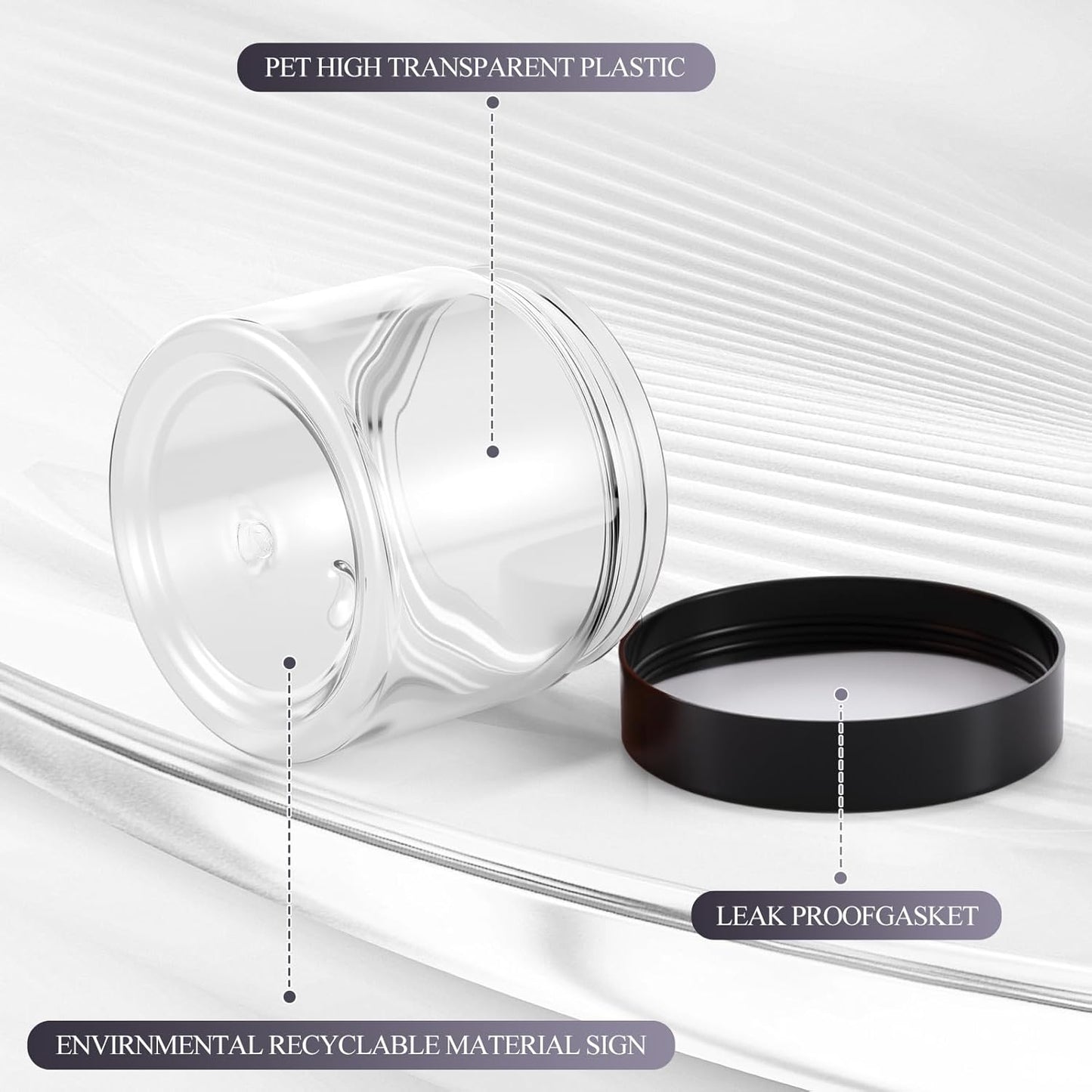 SATINIOR 6 Pack 32 oz Plastic Jars Containers with Lids Wide-mouth Refillable Leakproof Reusable Round Empty Jars for Travel Cosmetic Dry Food Spice Cookie Candy Home Kitchen Organizing(Black)