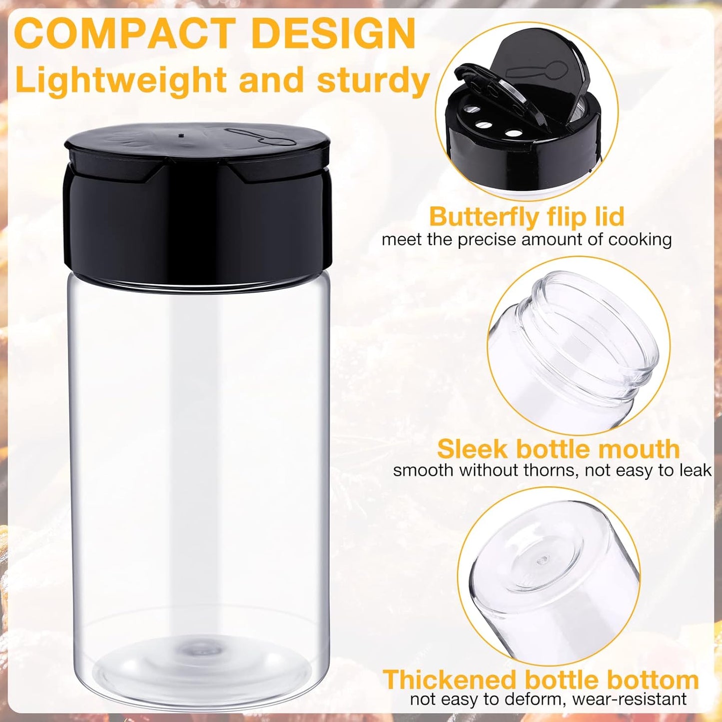 30 Pack 8.7 oz Plastic Spice Jars with Shaker Lids Clear Seasoning Containers Spice Bottles for Kitchen Storing Herbs Seasoning Powders