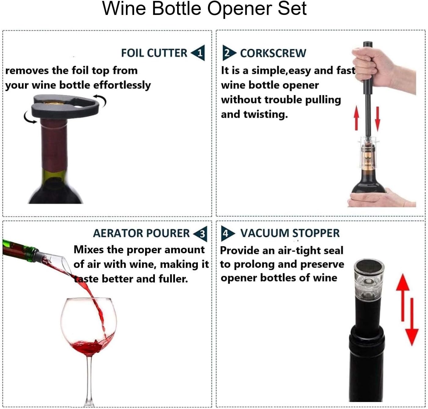 Wine Air Pressure Pump Bottle Opener Set,Simple Wine Pump Cork Remover Corkscrew,Efficient Corkscrew Bottle Opener,Easy Screw Out Tool, Perfect Wine Gift For Wine Lovers. (5)