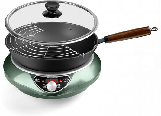 Induction Cooktop,1700W/85V~120V Induction Burner Portable Electric Wok,13-inch Carbon Steel Wok Included
