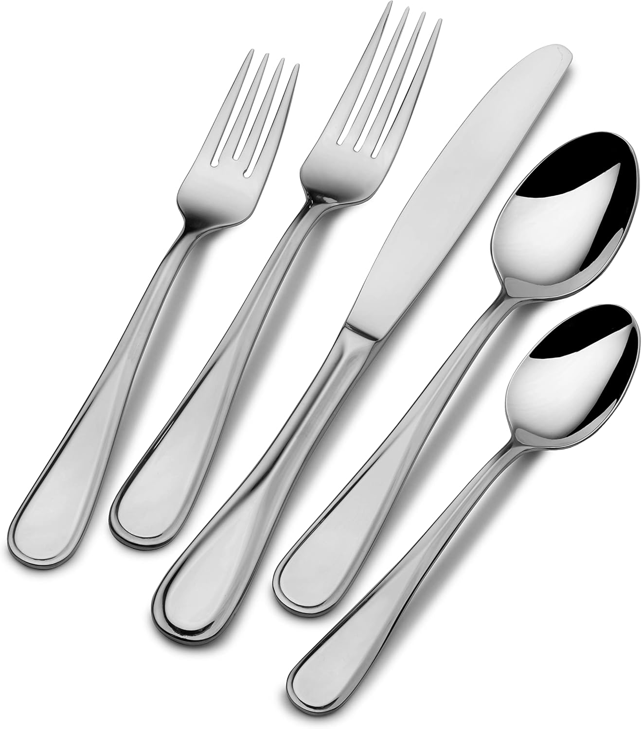 Mikasa Bravo 65-Piece Flatware Set for 12, 18/10 Stainless Steel Silverware with Full Service, Includes Forks, Knives, Spoons, and Serving Utensils