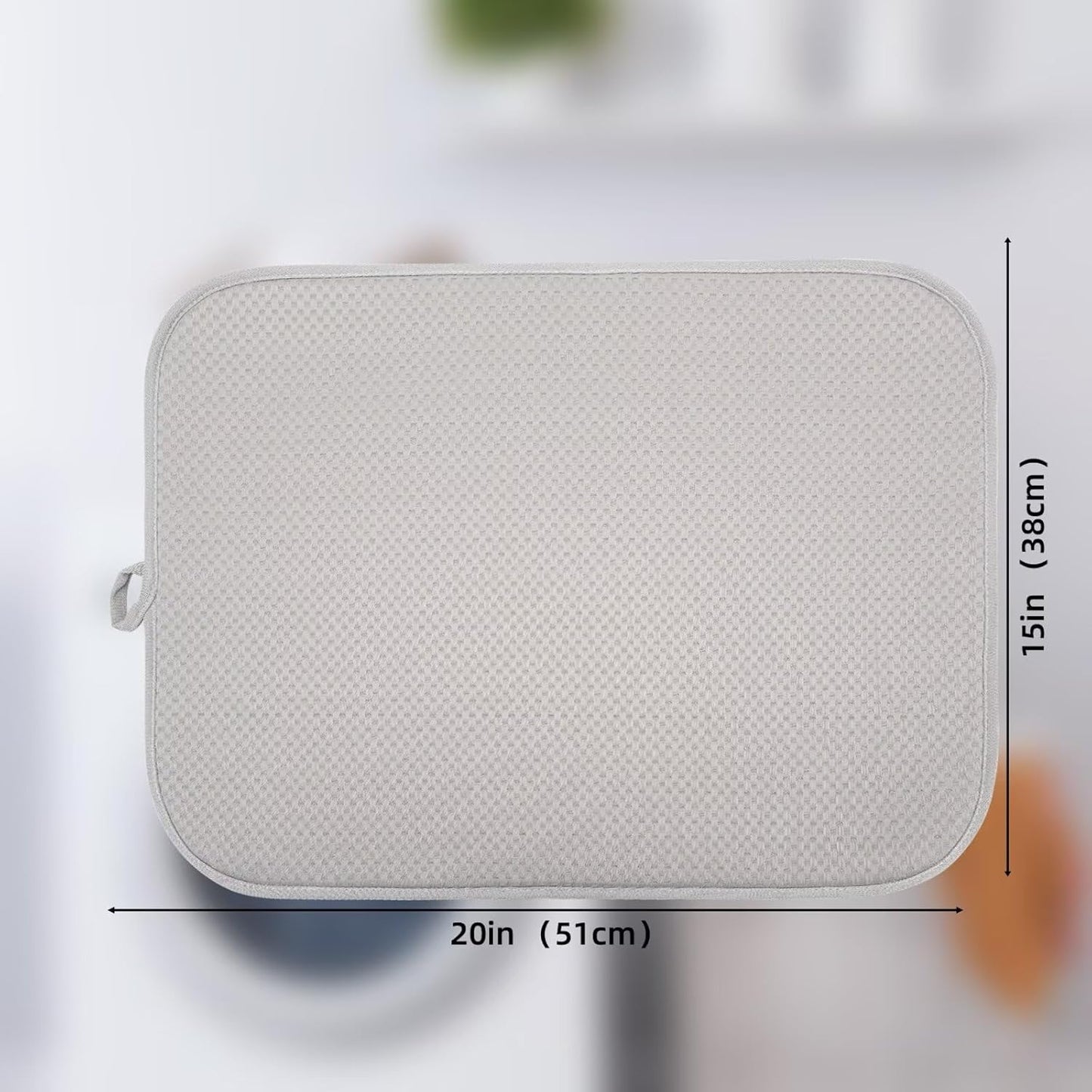 2 Pack Dish Drying Mat, Dish Drying Mats for Kitchen Counter, Microfiber Dish Dryer Mat, Large 20" x 15" Drainer Mats, Highly Absorbent, Machine Washable (Gray)