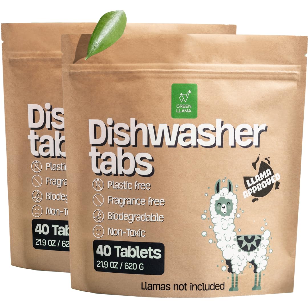 Dishwasher Tablets (80 Count, 2 Packs): Fragrance-Free, PVA-Free, Compostable Packaging, Leaping Bunny Certified, Powerful Cleaning, Eco-Friendly & Cruelty-Free, Women-Owned Business
