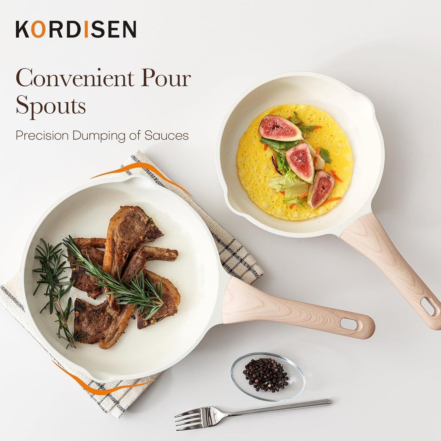 Nonstick Ceramic Frying Pan, 12.5 Inch Ceramic Large Skillet, Healthy Non Toxic Cooking Pan, Stay-Cool Handle, Induction Compatible, PFOA & PFAS Free, White