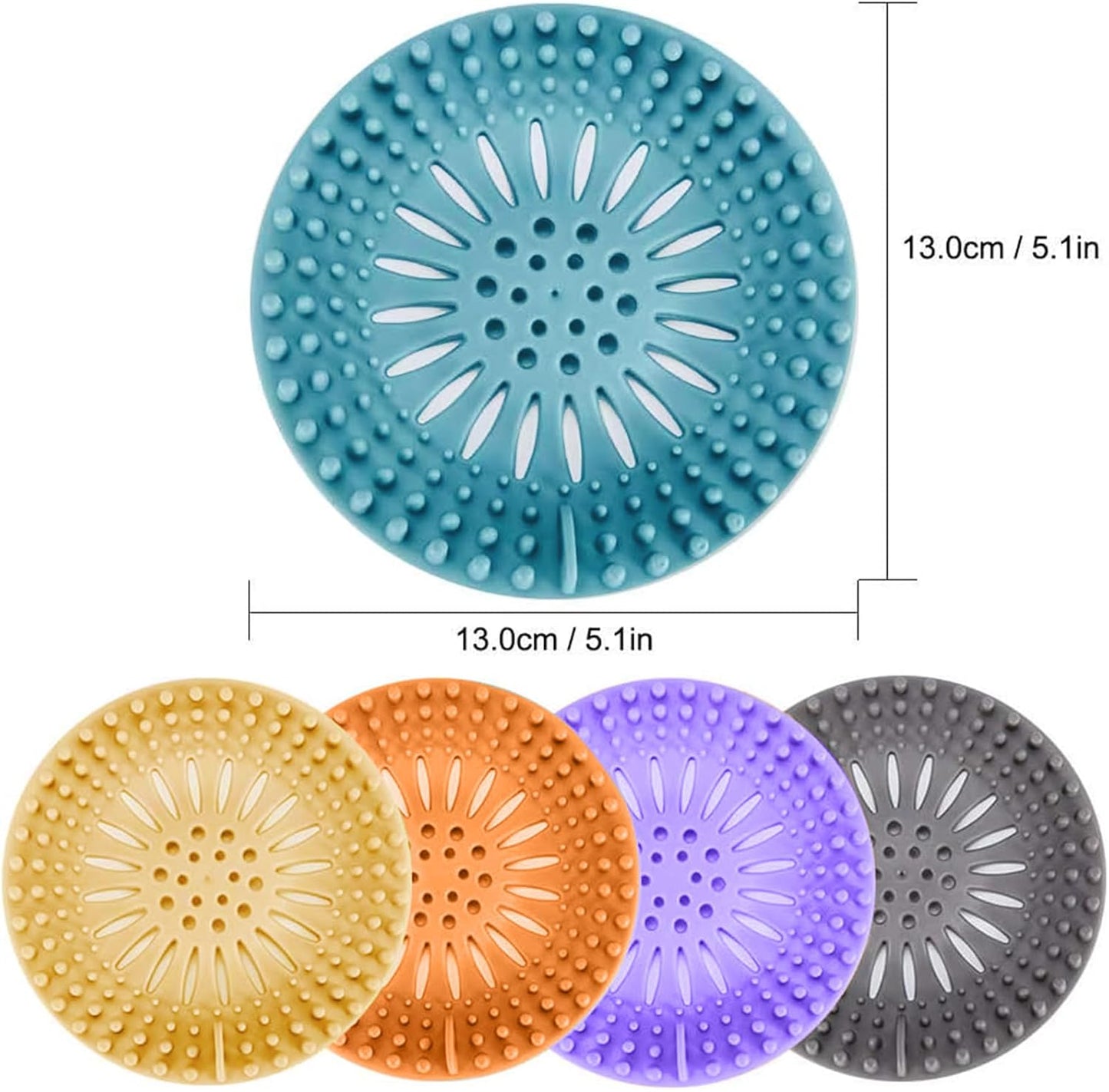 Gotega Bathroom Sink Drain Strainers, Hair Catcher Shower Drain Covers Protector, Flexible TPR Material, Multiple Colors for Bathroom Tub Shower and Sink Garbage Disposal Parts, Bright-Colored, 5 Pack