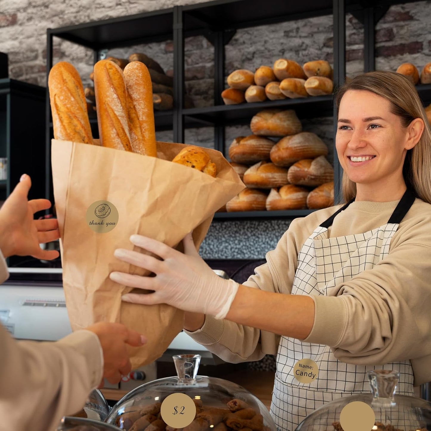 Thermal Labels,2 Inch Brown Round Thermal Printer Stickers,Self-Adhesive Round Direct Thermal Labels,Thermal Stickers for DIY Logo Design,Name Tag (500/Roll