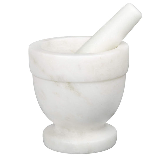 Creative Home Handcrafted Mortar and Pestle Solid Marble Grinder for Spices and Herbs Artisan Carved from Yushan Marble Elegant and Durable for Everyday Cooking, 4 Diam. x 4 H Inch