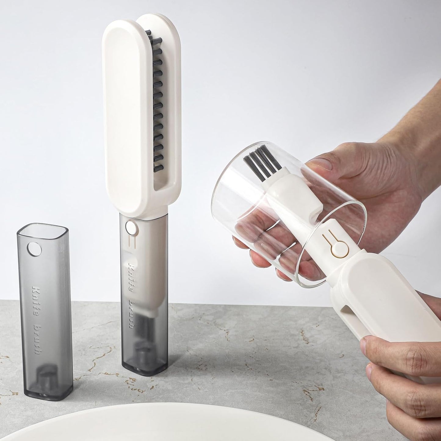 Multifunctional Cleaning Brushes Set of 2, Scrub Brush Tools.Crevice Cleaning Brush for Home Kitchen Knives Cutlery