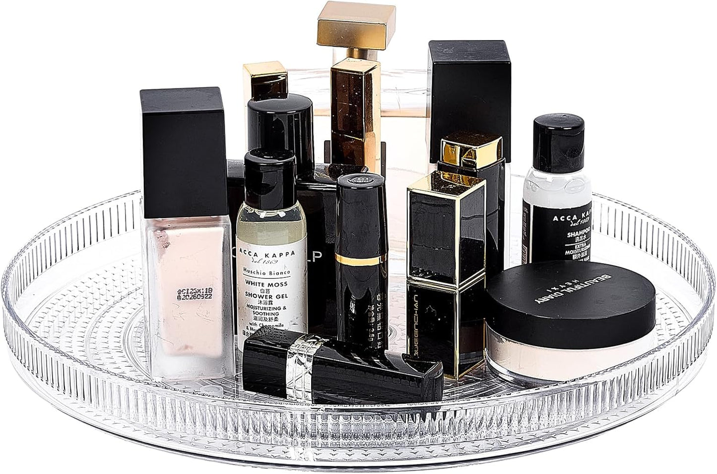 FreshKeeper Plastic Lazy Susan Organizer, Clear Pantry Shallow Lazy Susan Turntable for Cabinet and Kitchen 11’’