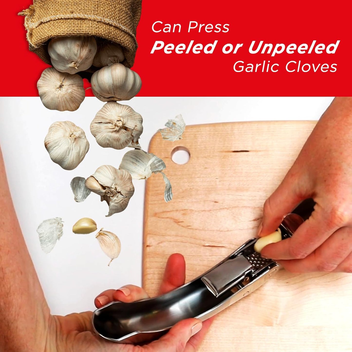 Kuhn Rikon Epicurean Garlic Press, Stainless Steel, 6.5 x 1 x 1.5 inches, Silver