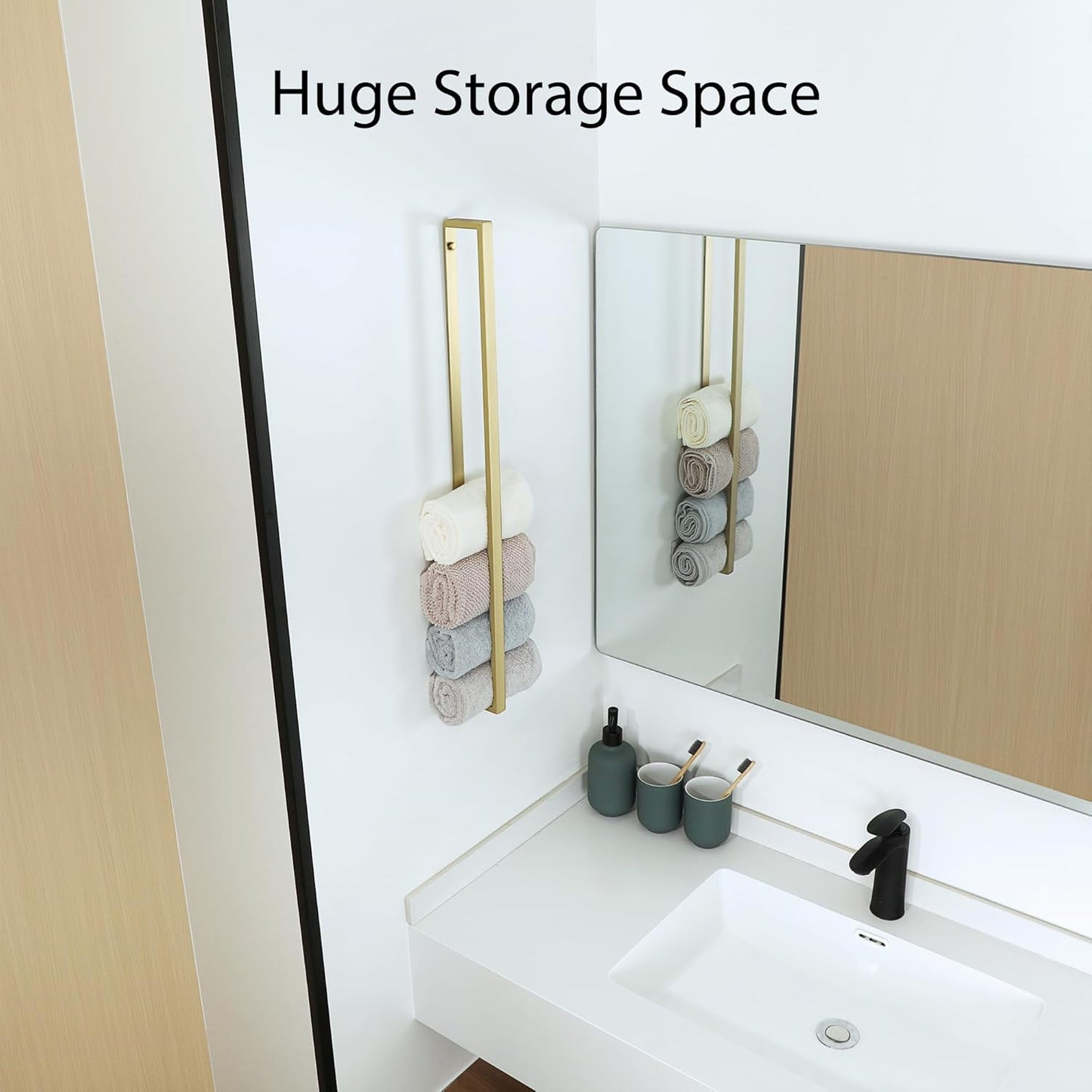 Alise Bath Towel Bar,Towel Holder Towel Rack Towel Hanger for Bathroom Wall Mount,28 Inch SUS304 Stainless Steel Towel Rail,Brushed Gold,GJF070-G