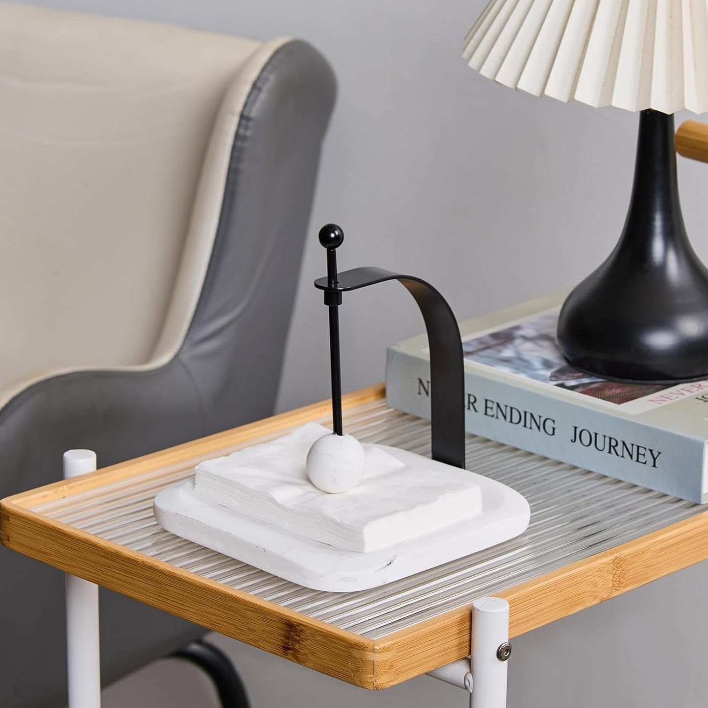 White Marble Napkin Holder - Decorative Square Paper Napkin & Towel Holder for Kitchen, Restaurant, Bathroom - Durable Resin Table Organizer - Stylish Home Gift