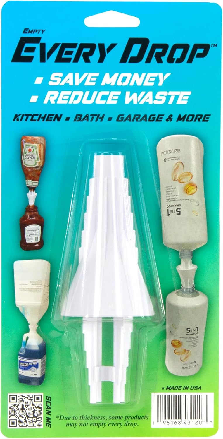 Last Drop Universal Bottle Emptying Kit Transfer Connector for Soap, Lotion, Shampoo, Conditioner, and Kitchen