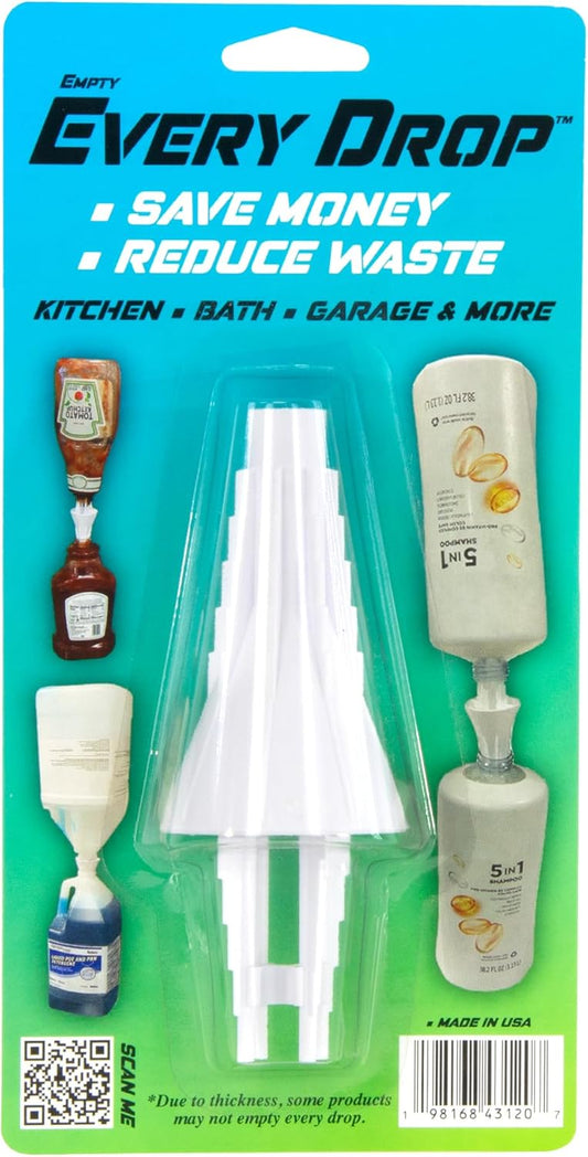 Last Drop Universal Bottle Emptying Kit Transfer Connector for Soap, Lotion, Shampoo, Conditioner, and Kitchen