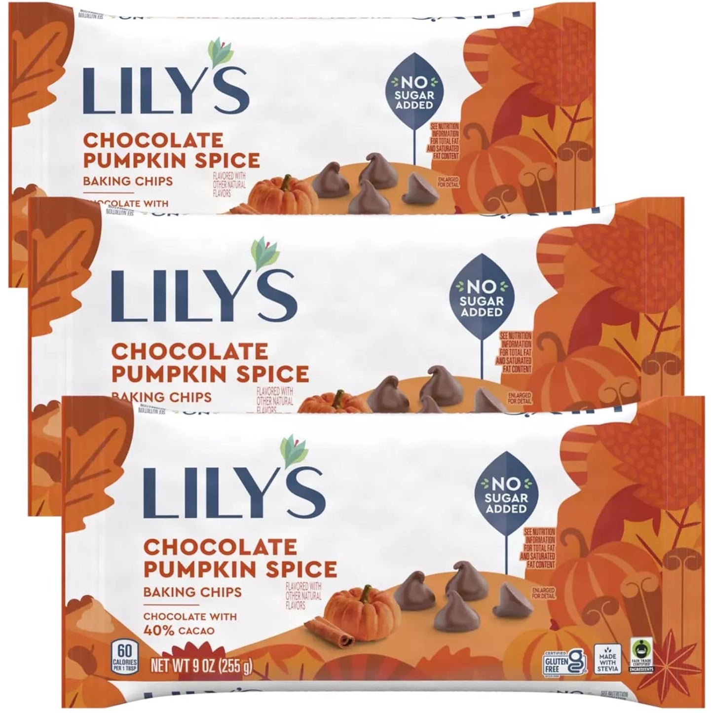 Lilys Chocolate Pumpkin Spice Baking Chips 9 Oz 3 Pack