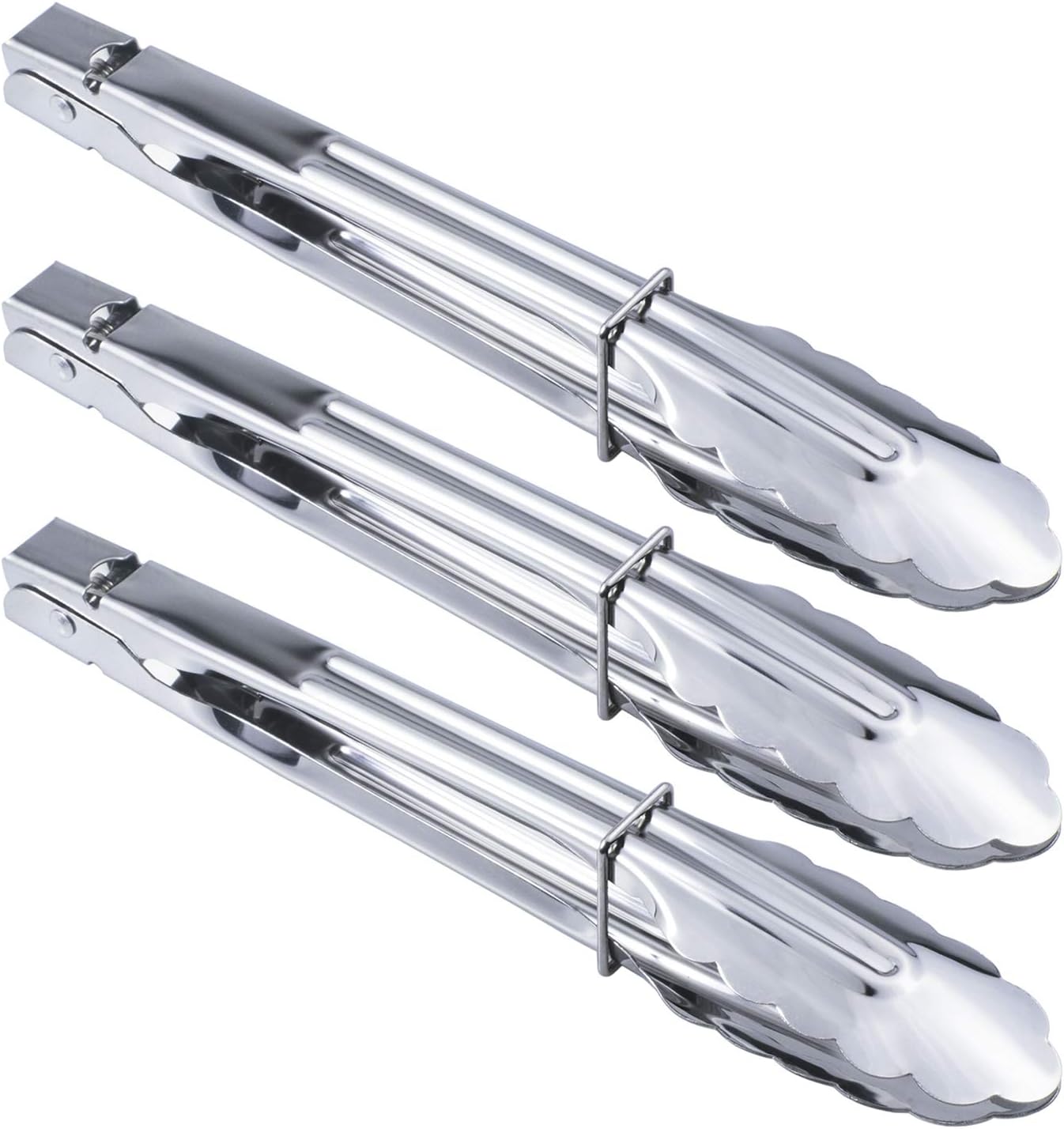 Stainless Steel Serving Tongs Metal Cooking Tongs (9-Inch 3 Pieces)