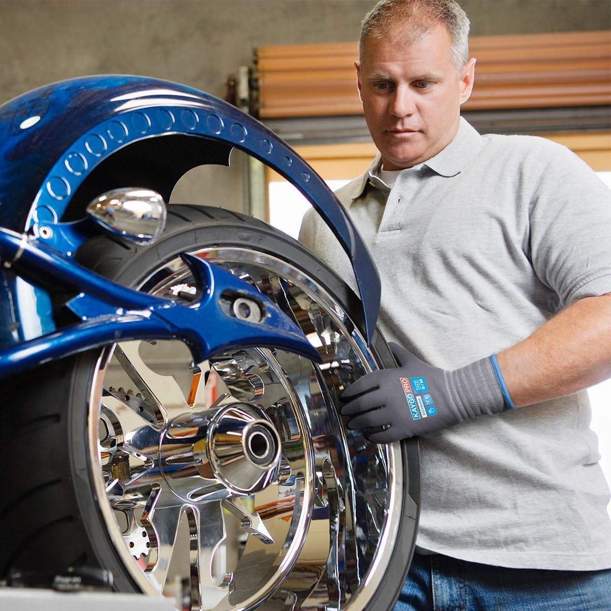 KAYGO Safety Work Gloves MicroFoam Nitrile Coated-12 Pairs KG18NB,Seamless Knit Nylon Glove with full fingers Touchscreen, Ideal for General Purpose,Automotive,Home Improvement, Black,M