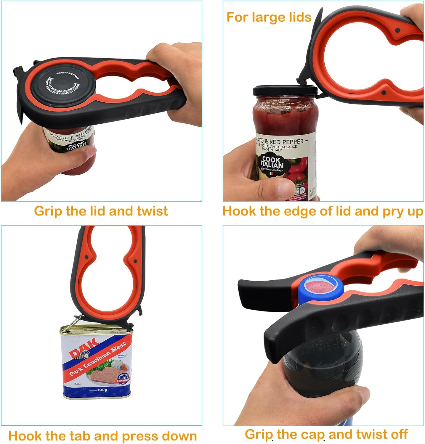 Latest Jar Opener and 5 in 1 Bottle Opener with Rubber Jar gripper Pad Ideal for Seniors with arthritis Weak Hands and Low Strength