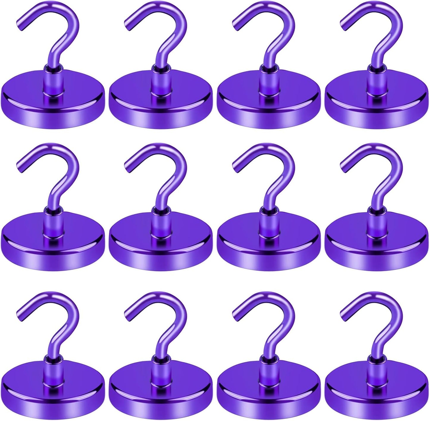 LOVIMAG Magnetic Hooks for Cruise Cabins, Cruise Essentials Must Haves, Cruise Magnets, Magnetic Key Holder, Strong Magnetic Hooks for Hanging, Fridge, Grill -12 Pack, 110lbs, Purple