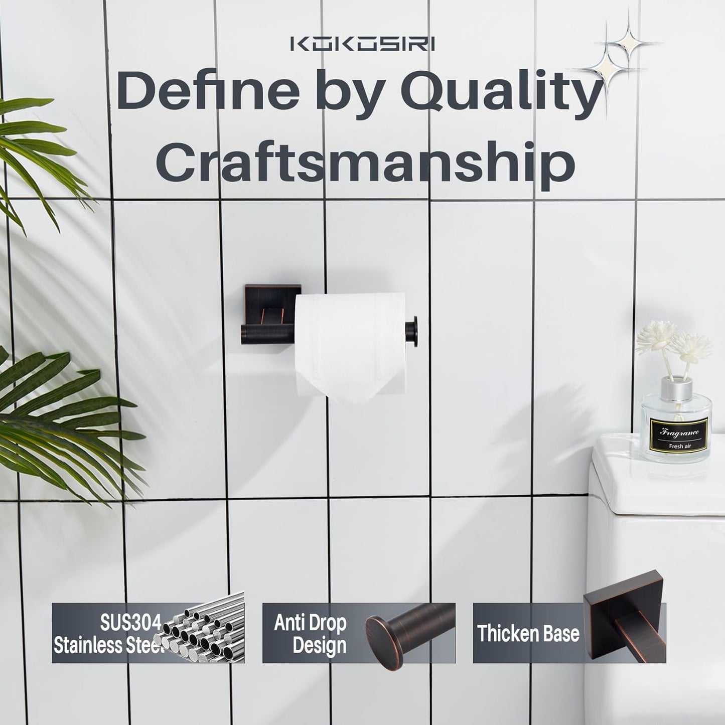 KOKOSIRI Toilet Paper Holder Oil Rubbed Bronze for Bathroom Kitchen Toilet Roll Holder Hold Mega Rolls Wall Mount, Stainless Steel 2 Pack, B2008ORB-P2