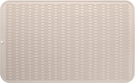 Silicone Dish Drying Mat for Multiple Usage,Easy clean,Eco-friendly,Heat-resistant Silicone Mat for Kitchen Counter or Sink,Refrigerator or Drawer Liner Tapioca 3XL 28 inches x 18 inches