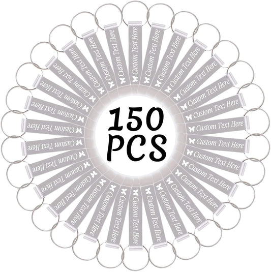 150PCS Personalized Bottle Opener Keychain Bulk Custom Beer Bottle Opener with Logo Text Engraved Wedding Bottle Opener Favors Customized Gifts for Guests Baby Shower Birthday Party-Silver