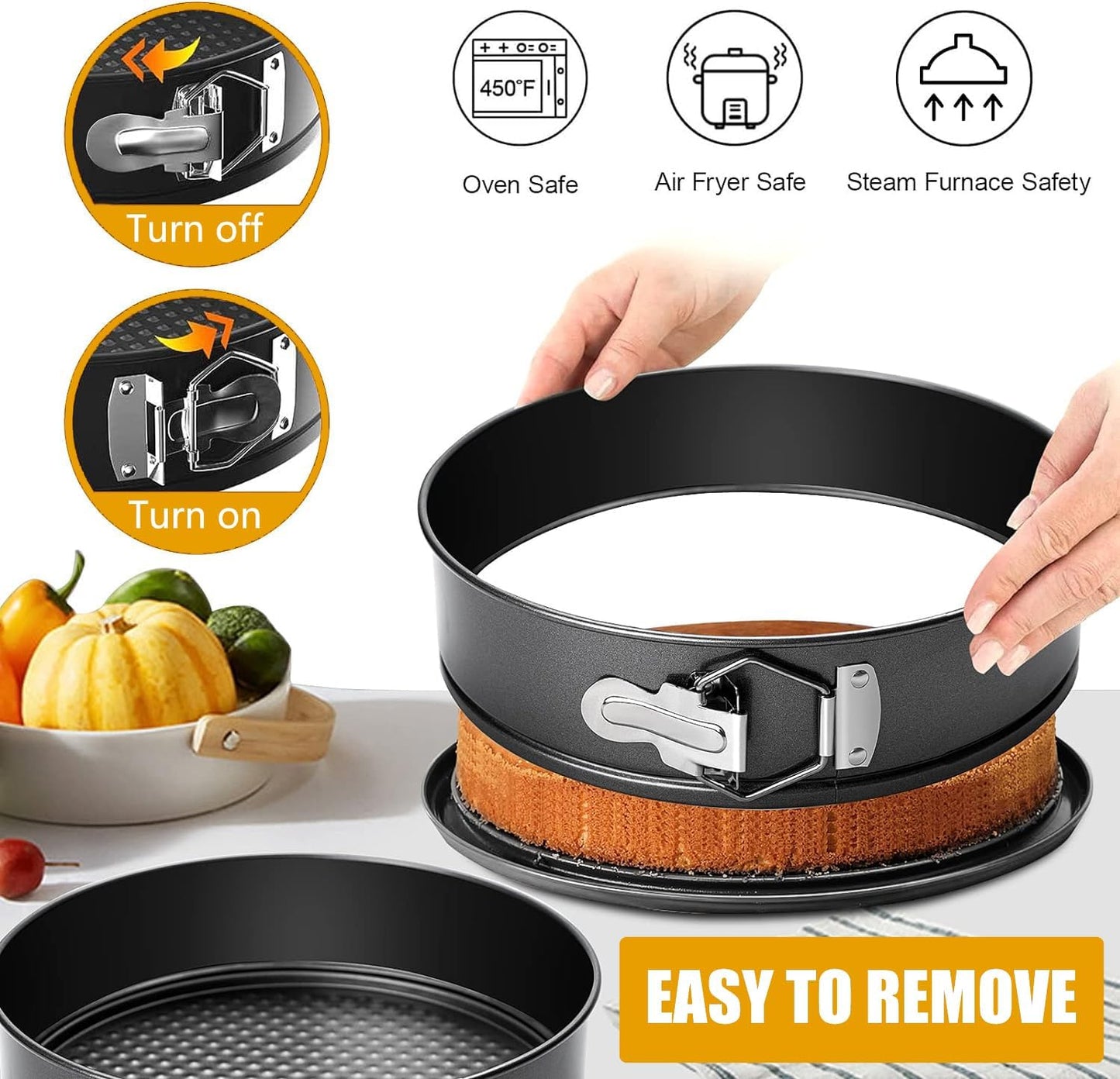 10 Inch Springform Pan Baking Pans Round Leakproof Nonstick Removable Bottom Bakeware for Cake, Cheesecakes, Pizza, and Quiches
