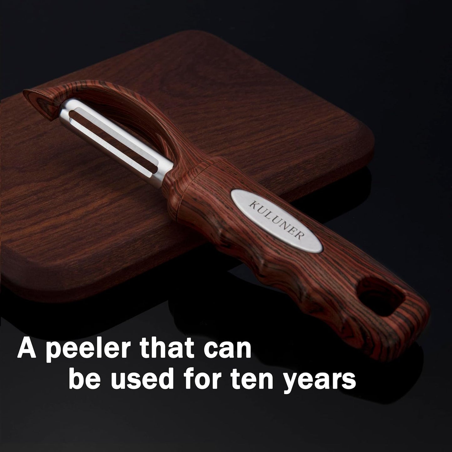 Kitchen potato vegetable peeler with stainless steel rotating blade, suitable for fruits and vegetables （Redwood grain）