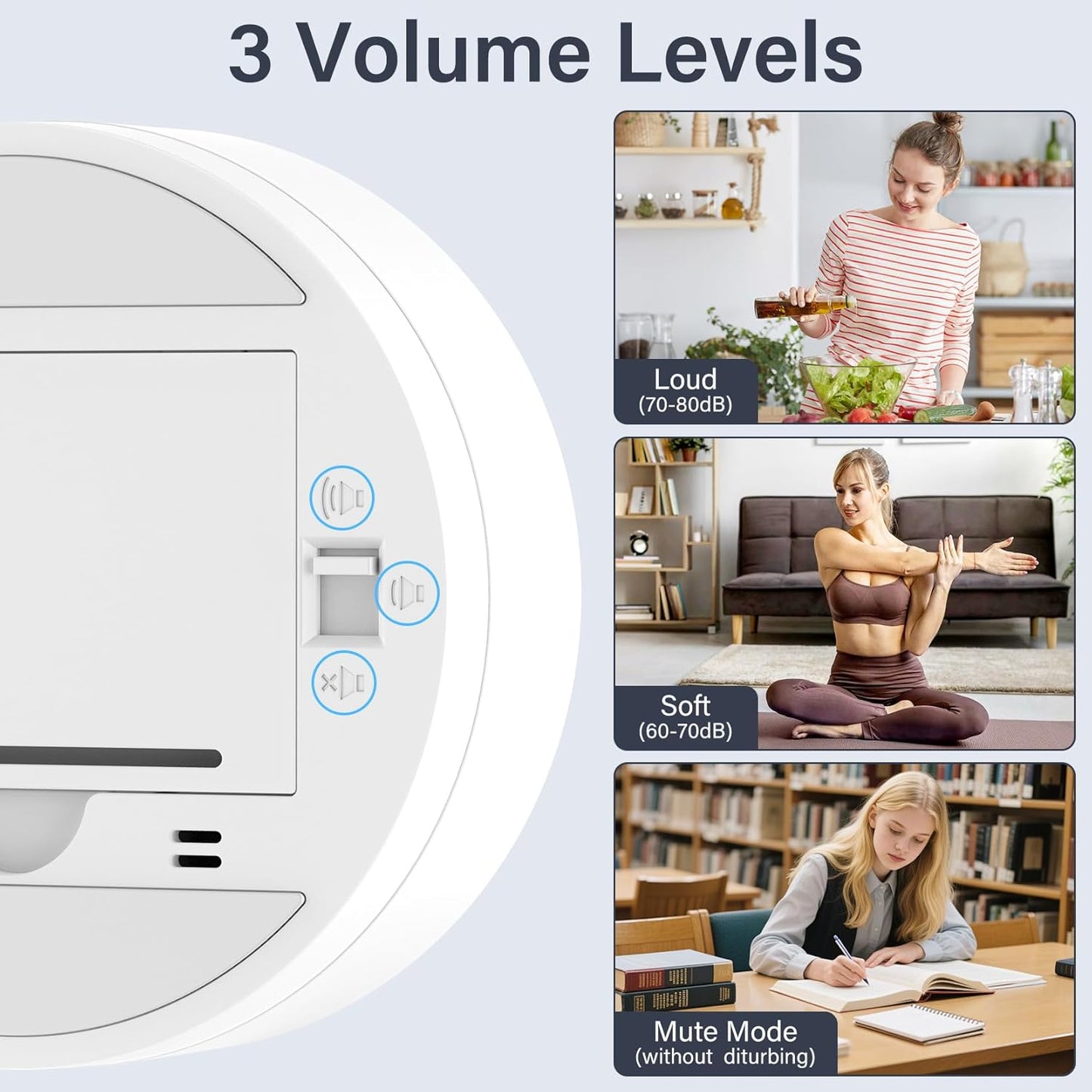 Dual Digital Kitchen Timer for Cooking, 199 Minutes Countdown & Stopwatch, Timer for Fridge, Big Digits, High-Definition Display, Easy Rotary Adjustment, 3 Volumes, 2 Brightness Levels, White