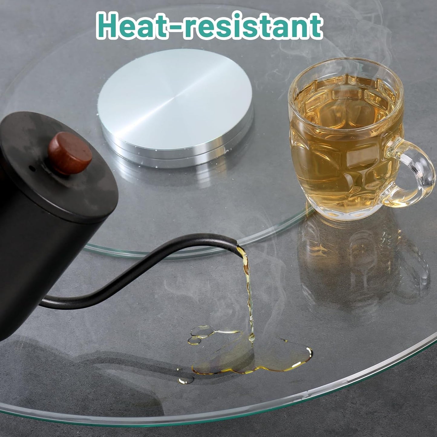 30-Inch Lazy Susan Turntable for Dining Table, Tempered Glass, 360° Rotation, Anti-Tip Design, Perfect for Parties, Weddings, and Family Dinners (30 inch)