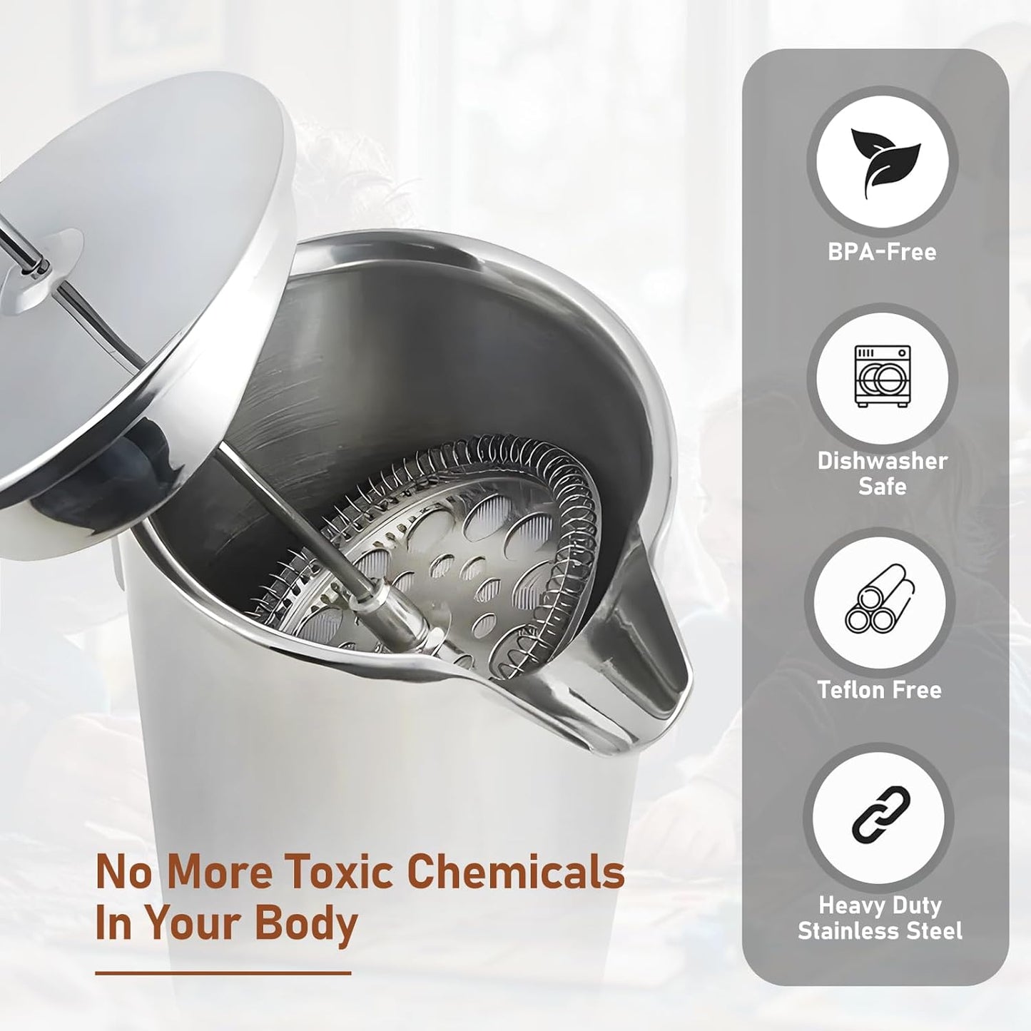 1L/34 Oz French Press Coffee Maker,304 Stainless Steel Coffee Press,Durable & Easy Clean,Leak-Proof Design,Prensa Francesa Para Cafe for Home,Office,Camping