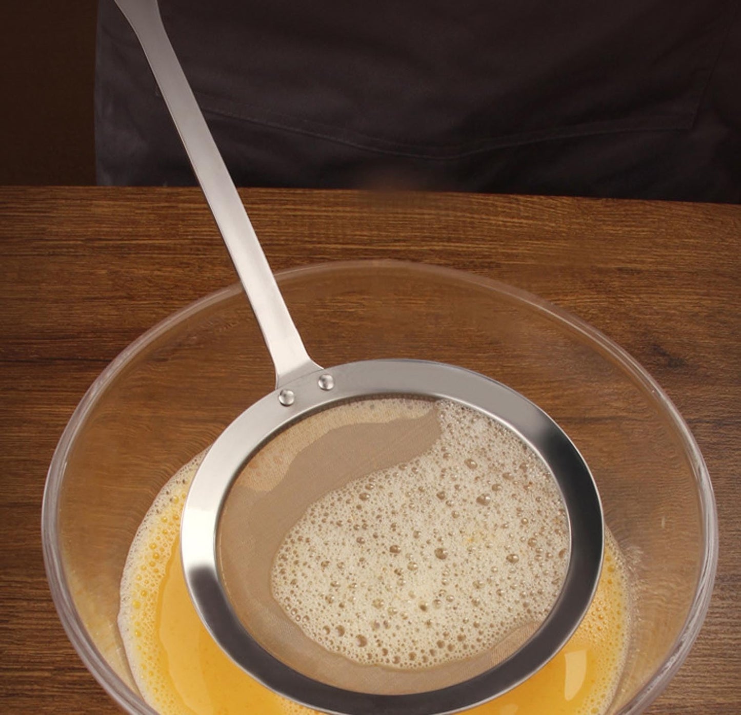 Stainless Steel Fat Skimmer Spoon, Kitchen Fine Mesh Food Strainer and Hot Pot Skimmer with Long Handle for Skimming, Cooking, Frying, Grease, Gravy and Foam (4" Fine Mesh Skimmer)