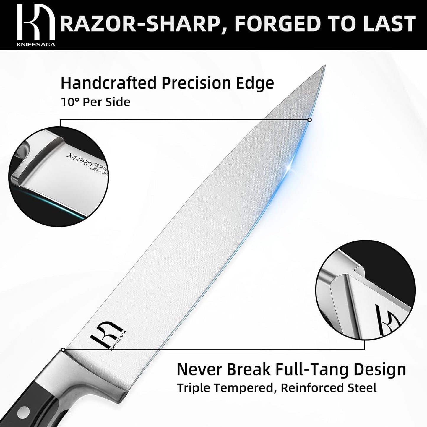 Knife Set, 15 Pcs Kitchen Knife Block Set, Enduring Razor-Sharp Japanese High Carbon Stainless Steel Chef Knife Set with Block and Sharpener, Premium Knives Set for Kitchen, Black Acacia